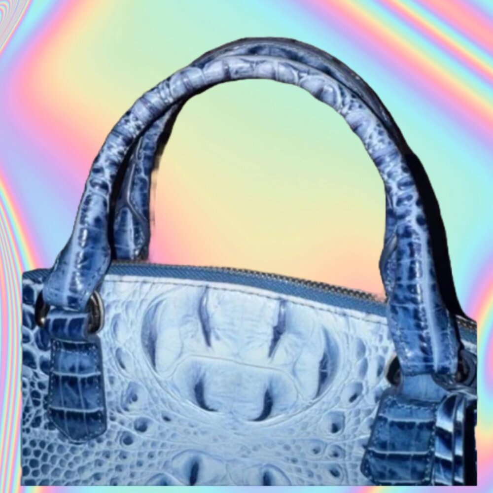 Brahmin Bell Bottom Blue Melbourne Large Duxbury Satchel - Picture 3 of 11